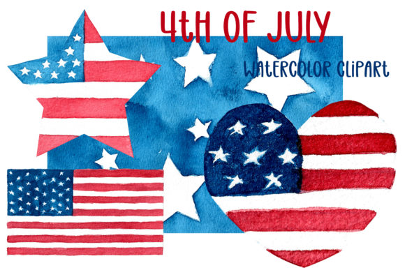 4th of July Watercolor Clipart: Premium Illustrations