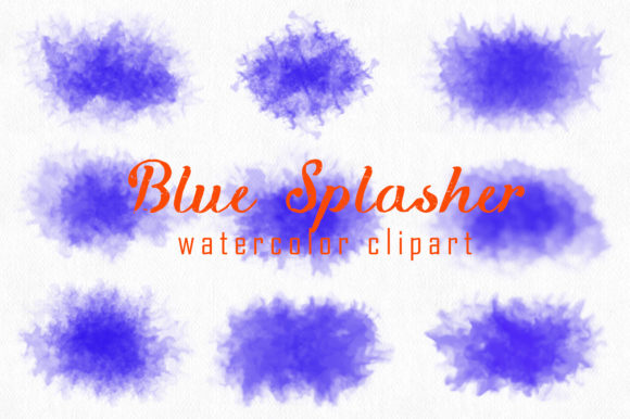 Blue Watercolor Brush Strokes Clipart and Illustrations