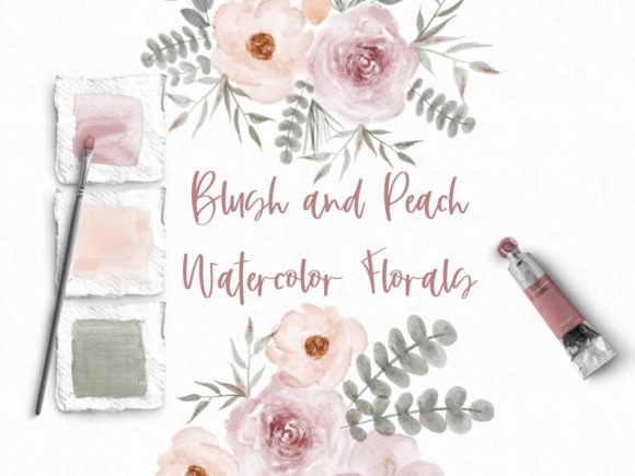 Blush and Peach Watercolor Clip Art and Illustrations