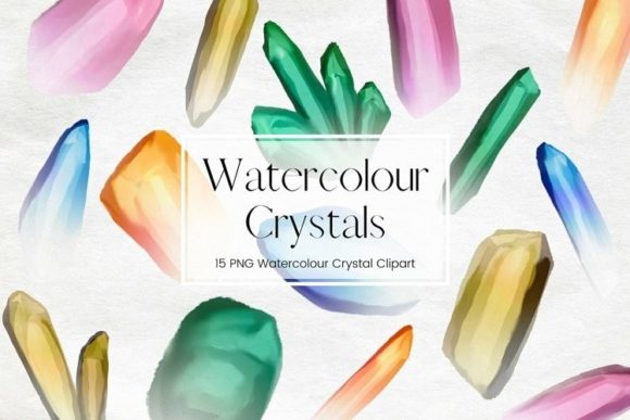 Colourful Watercolour Crystal Clipart