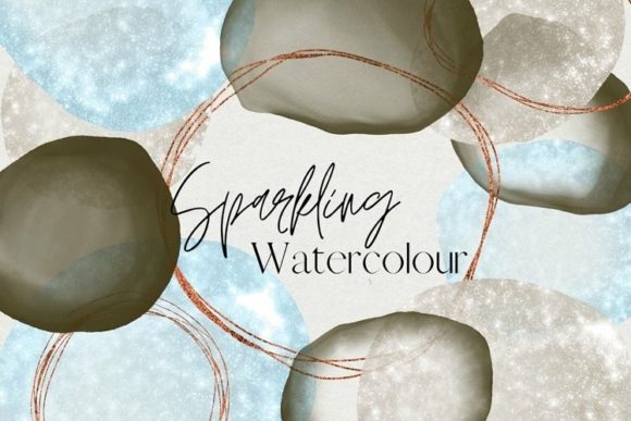 Glitter Watercolour Circle Brushstrokes Illustrations