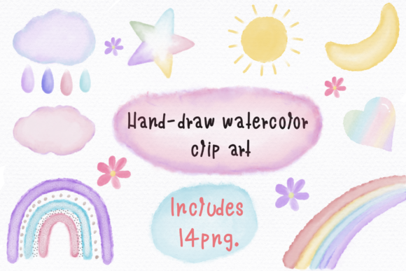 Hand-draw Watercolor Clip Art