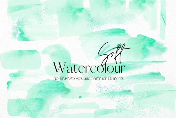 Mint Soft Watercolour Brushstrokes Illustrations