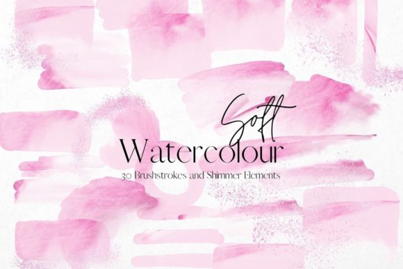 Pink Soft Watercolour Brushstrokes Illustrations