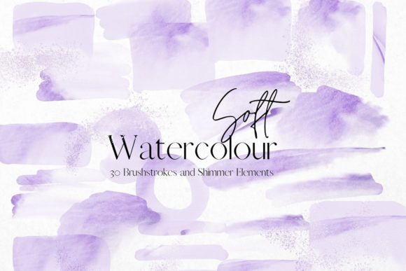 Purple Soft Watercolour Brushstrokes Illustrations