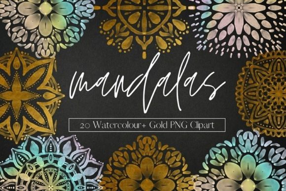 Rainbow Watercolour Mandala Clipart and Illustrations