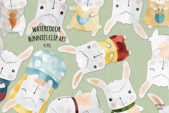 Review: Watercolor Bunny Clipart Set of 14 for Embroidery