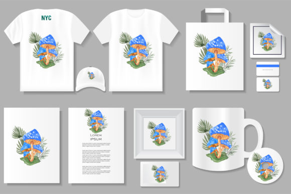 Review: Watercolor Elegant Blue Mushroom Clipart for Embroidery