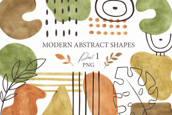 Watercolor Abstract Shapes, Part 1 Illustrations
