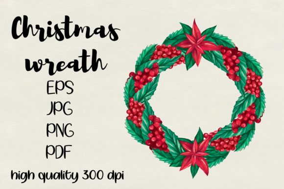 Watercolor Christmas Floral Wreath: Festive Illustrations