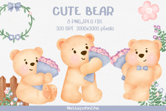 Watercolor Cute Teddy Bear Png Clipart
