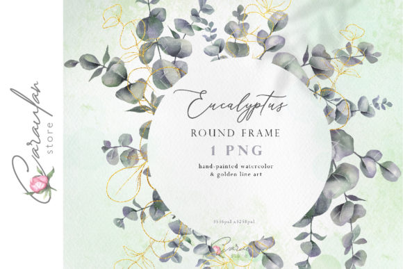 Watercolor Eucalyptus Frame PNG