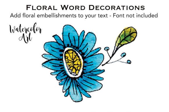 Watercolor Flower Blue Yellow Centeri Illustrations