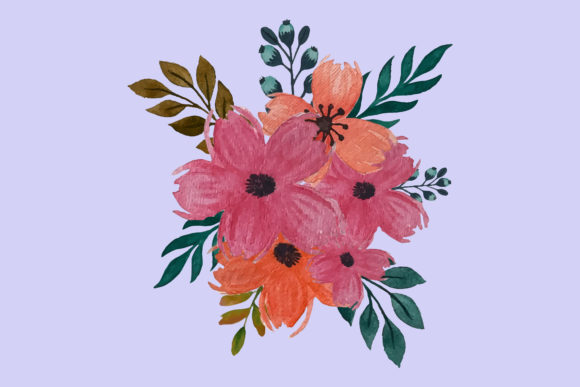Watercolor Flower, Leaf Clipart and Illustrations