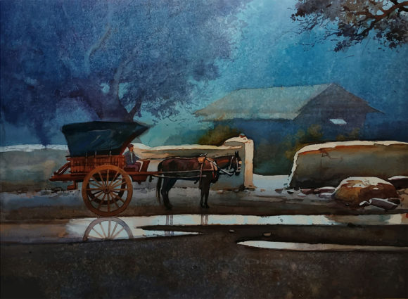 Watercolor Hand Drawn Horse and Nature Illustrations