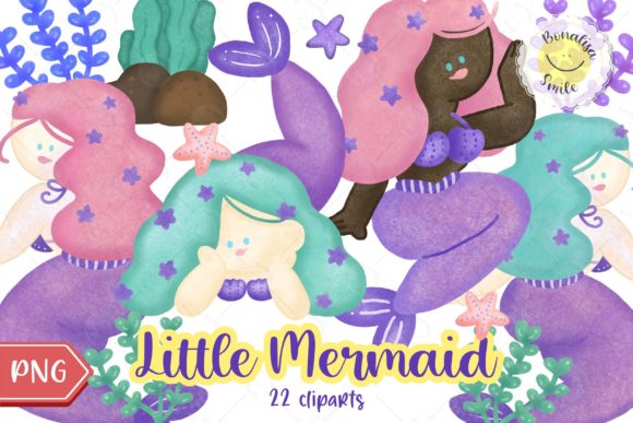 💜 Watercolor Little Mermaid Diversity Illustrations
