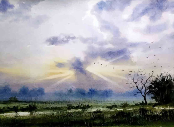 Watercolor Nature Landscape and Rurality Illustrations