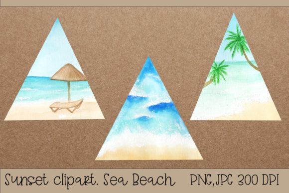 Watercolor Sea Beach. Summer Sublimation Illustrations