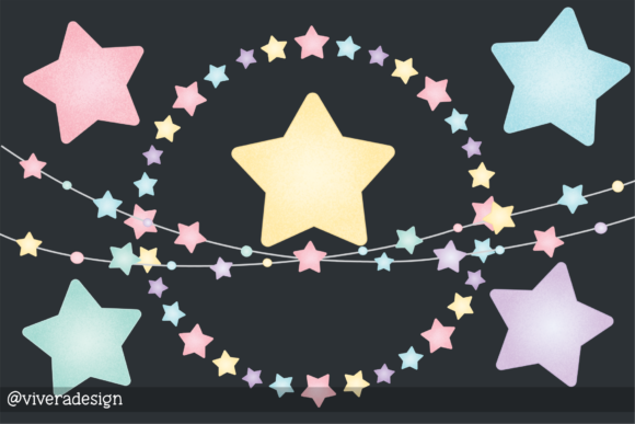 Watercolor Stars in Pastel Colours Illustrations