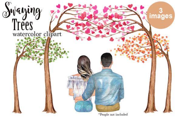 Watercolor Swaying Trees Illustrations
