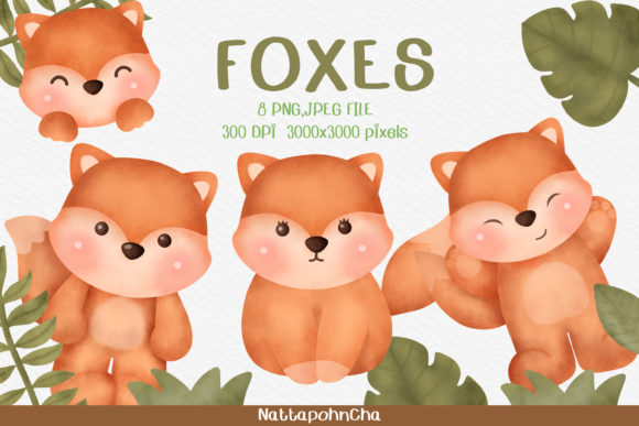 Watercolor Woodland Animal Fox Clipart and Illustrations